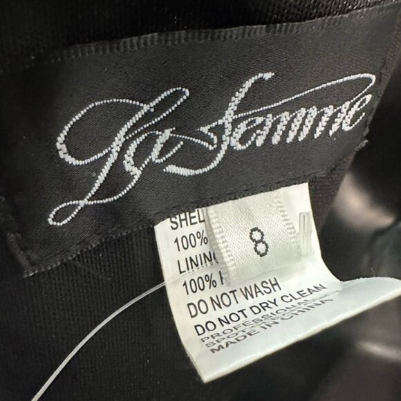 La Femme Black Off The Shoulder V Neck Dress Size 8 NWOT - Picture 4 of 13